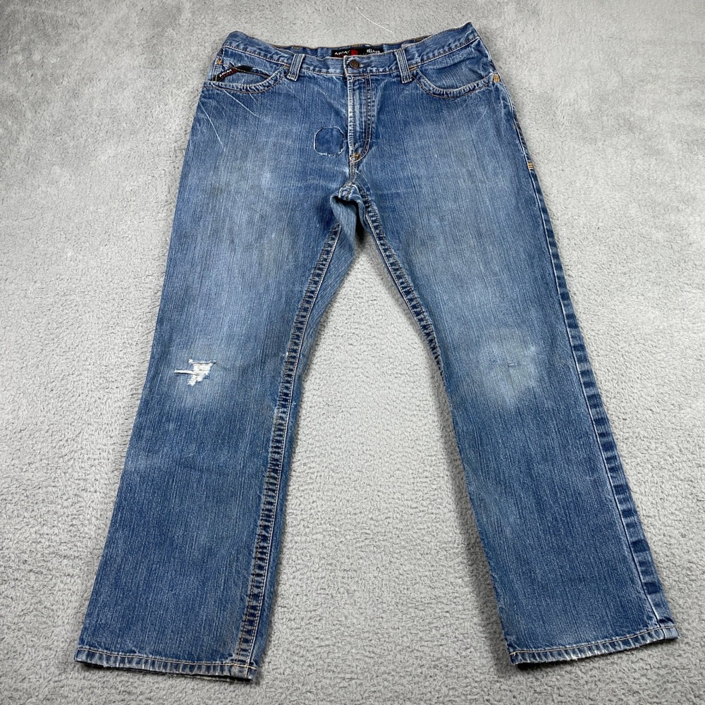 Ariat FR M4 Relaxed Boot Cut Jeans Mens 36x32 (Fits 34x29) Blue Work‎ Denim